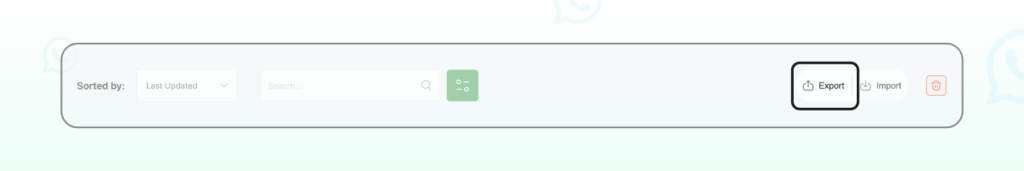 Screenshot showing the export button