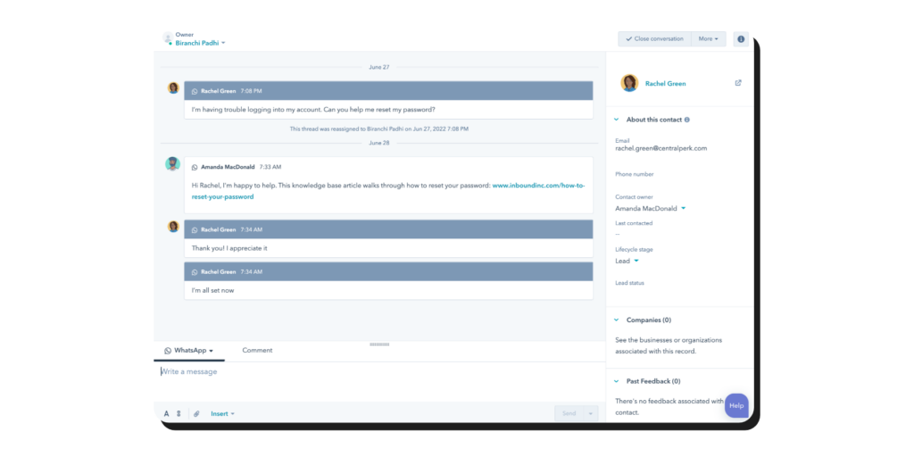 WhatsApp business api integration