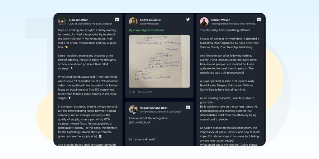 A collage of student testimonials used as an elearning marketing strategy