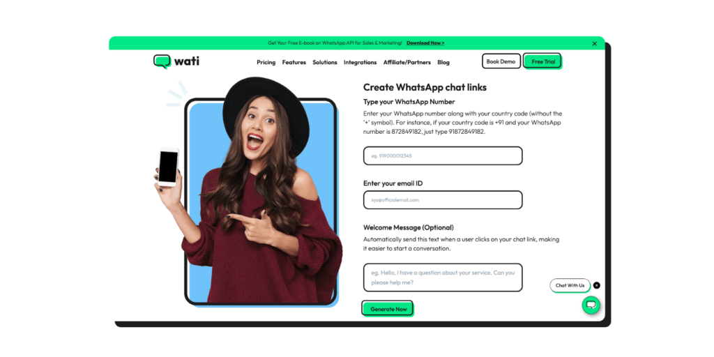 whatsapp caht link generator by Wati