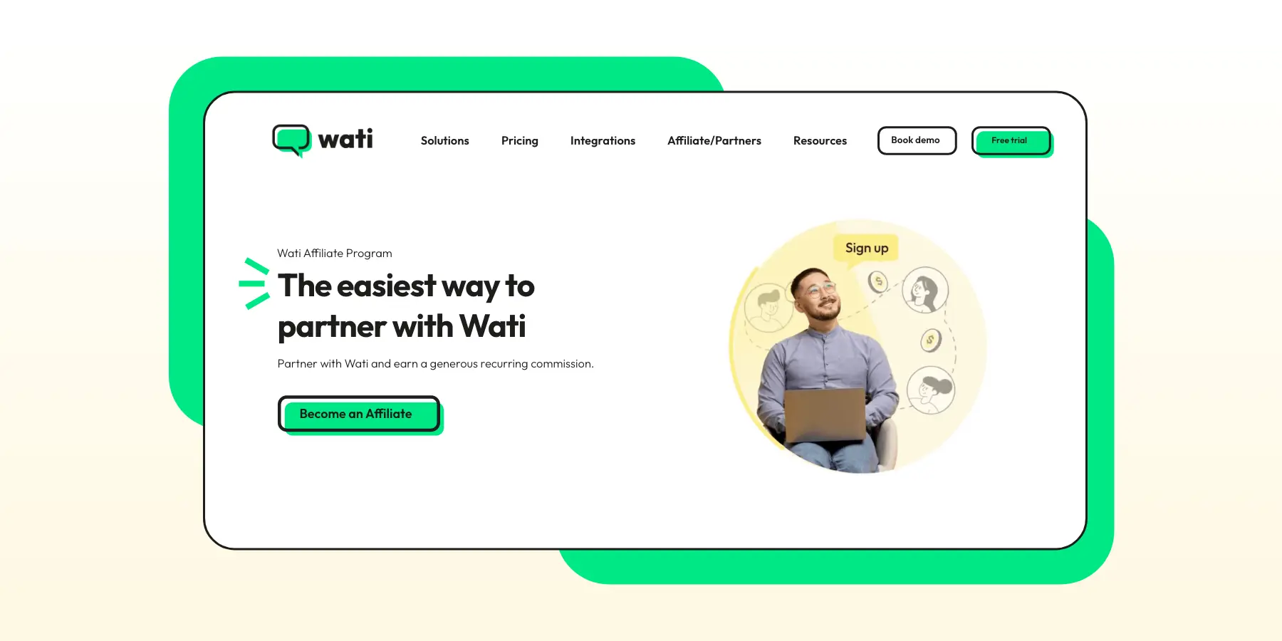 Amazon associates, wati affiliate program, affiliate program, commission, extra income, products, amazon, signup, recommend, earn, 20% commission, Become an affiliate, Tapaffiliate, Partnerstack